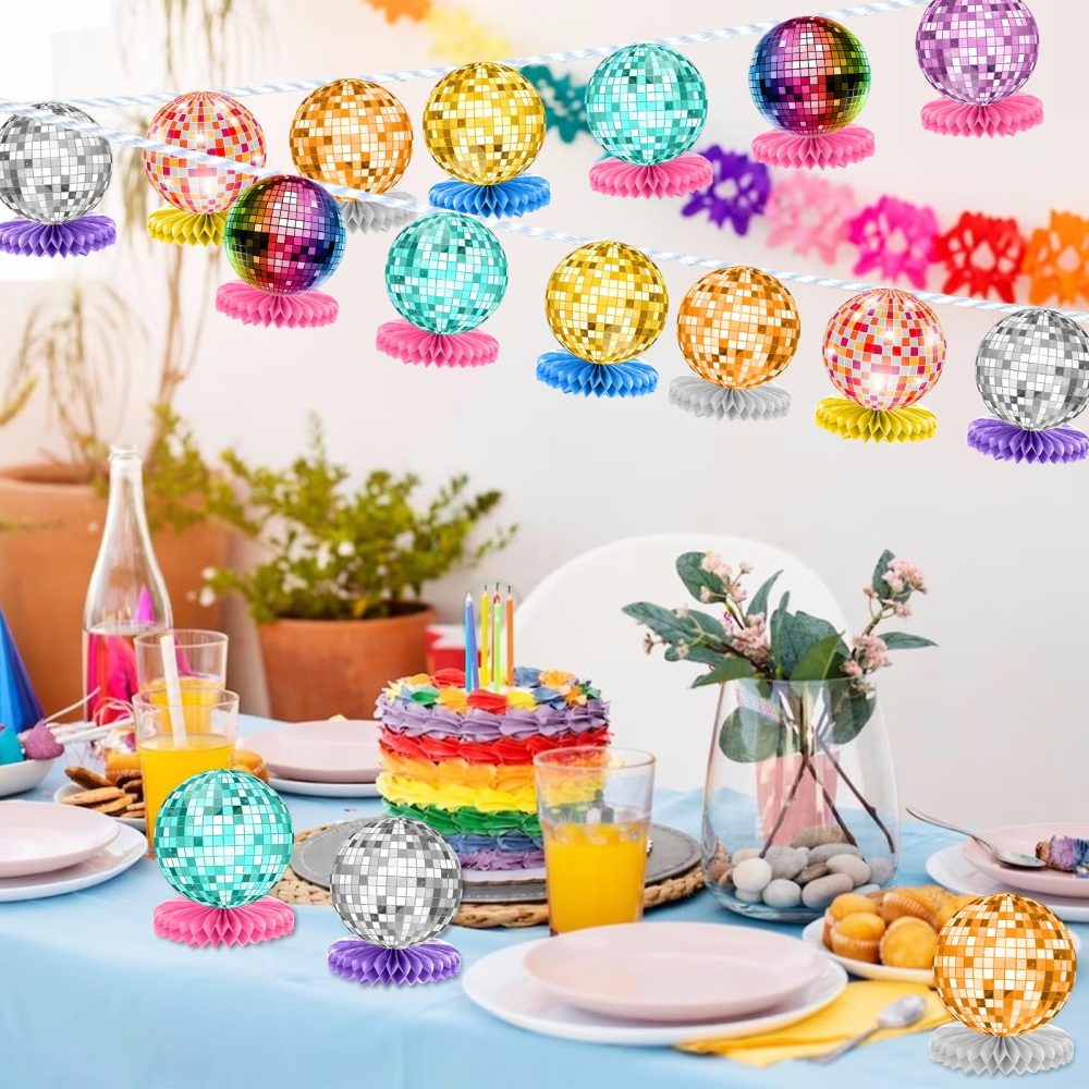 Disco Theme Honeycomb Centrepieces Disco Ball Centerpieces for Party, Birthday Party Decorations Disco Ball Table Decor for Music Theme Party Table Centerpiece, 70s 80s 90s Disco Party Decorations - Image 4