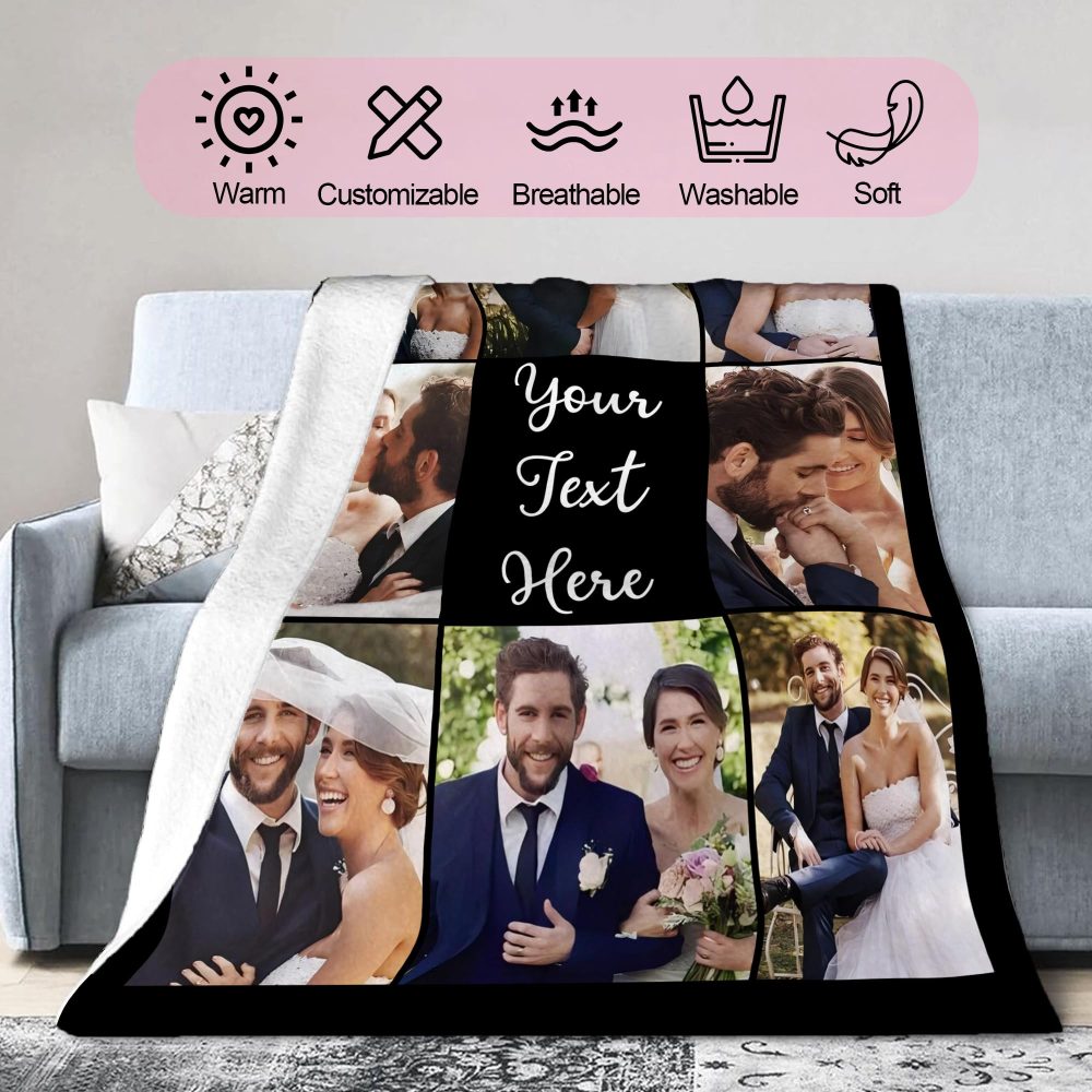 Personalised Photo Blanket for Adult Kids, Customised Blanket with Picture Text, Custom Blanekt, Personalised Christmas Valentines Anniversary Birthday Gifts for Her Women Men Him Girlfriend Boyfriend - Image 2