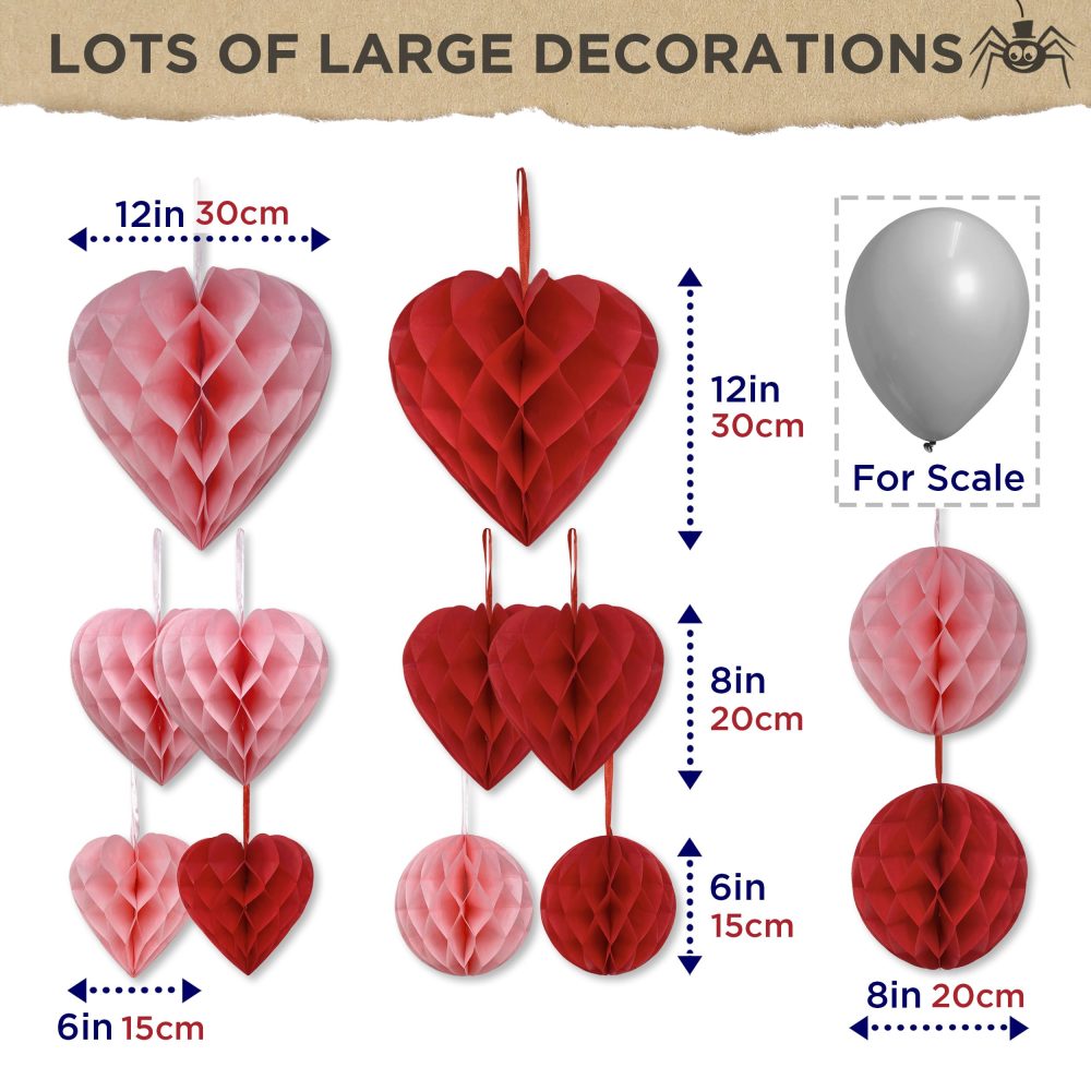 Premium Reusable Engagement Decorations - Engagement Party Decorations, Pink and Red Hanging Heart Decoration - Romantic Decorations, Proposal Decorations, Anniversary Decorations - Paper Heart Décor - Image 3