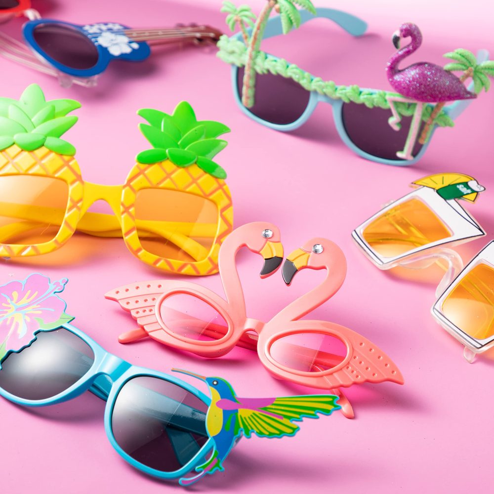 JOYIN 12 Pieces Luau Party Glasses and 12 Pieces Hawaiian Leis, Flowers Leis Garlands Novelty Sunglasses, Tropical Birthday Summer Beach Party Decoration Supplies - Image 2