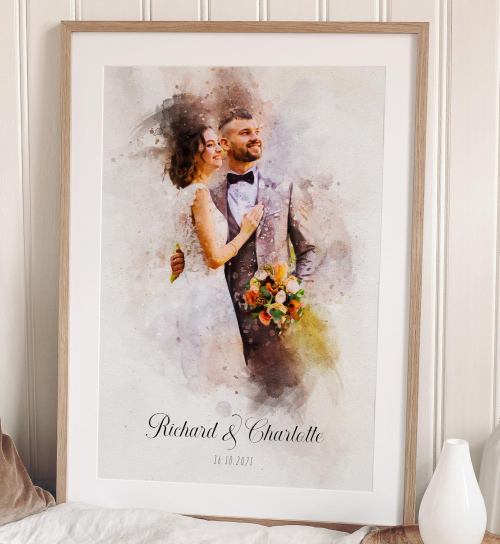 Personalised Wedding Portrait, Painting from Photo, Custom Watercolour Print, Couple Anniversary, Handmade Illustration, Gift for Her Him - Image 5