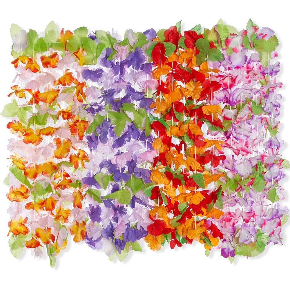 THE TWIDDLERS - 40 Hawaiian Flower Garlands Lei Necklaces - Hula Tropical-Themed Party Accessories Decorations for Kids and Adults