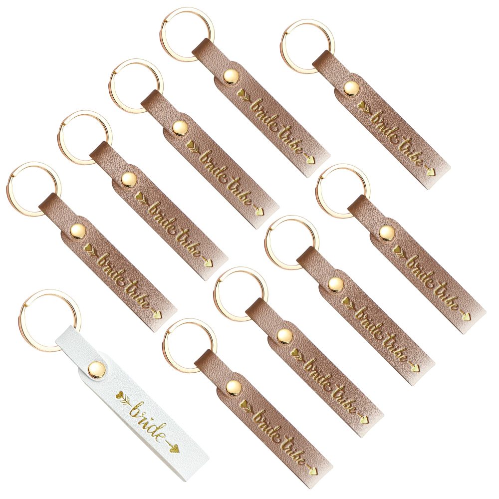 LADY&HOME 10pcs Hen Party Accessories Keychains Bridesmaid Proposal Gifts Keychains for Bride Tribe(Champagne)