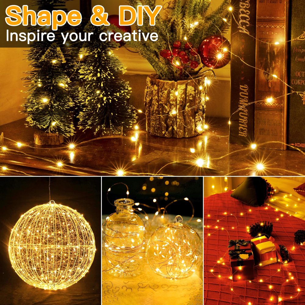 Ollny 5m 50 LED Fairy Lights Battery Operated, Bright Waterproof Copper Wire String Light for Indoor Outdoor Lighting, Christmas Tree Bedroom Outside Party Bottle Wedding Decorations (Warm White) - Image 6