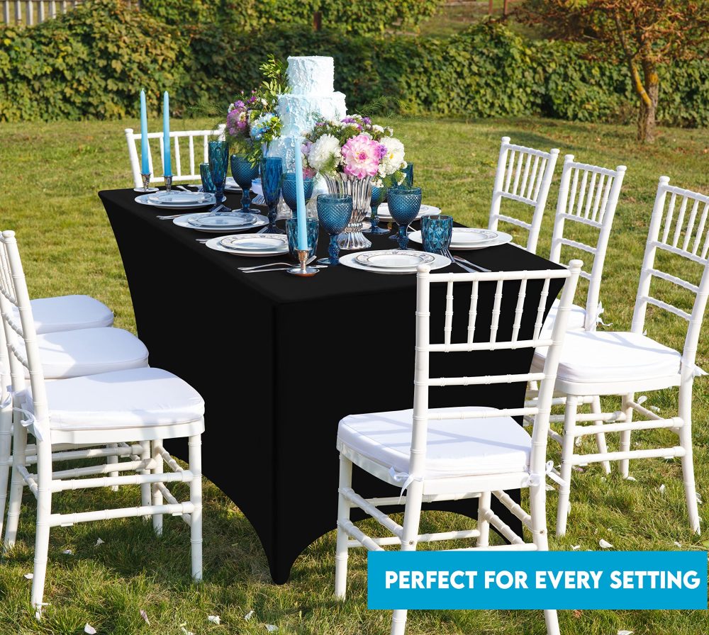 Utopia Kitchen Spandex Table Cloth 2 Pack [6FT, Black] Tight, Fitted, Washable and Wrinkle Resistant Stretch Rectangular Patio Table Cover for Event, Wedding, Banquet & Parties [183Lx76Wx76H] cm - Image 4