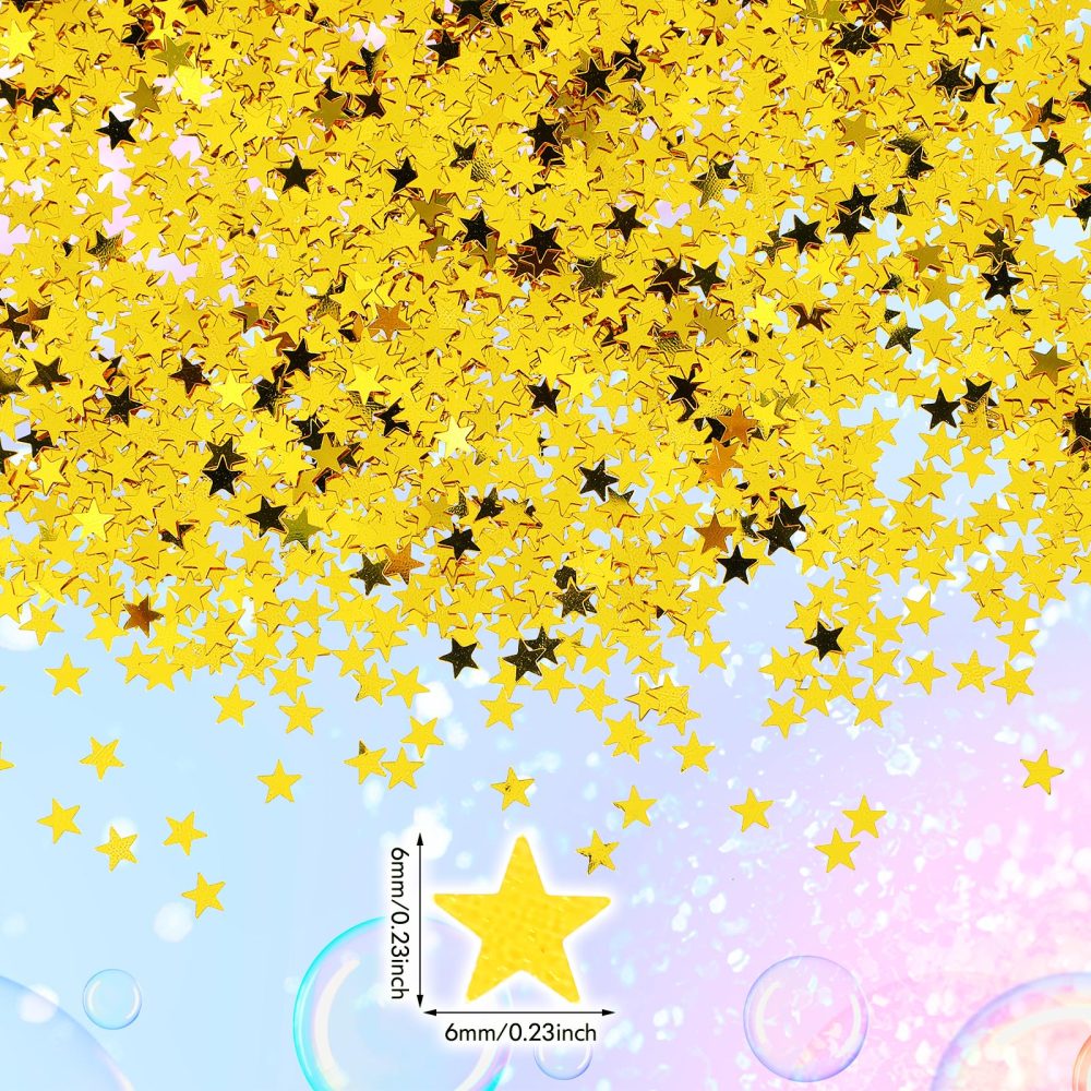 Piriuuo Star Confetti Glitter Star Sequins Metallic Foil Star Table Confetti Pentagram Party Confetti Star Decoration for Halloween Birthday Wedding Festival Party DIY, 30 Grams/1 Ounce(Gold) - Image 8