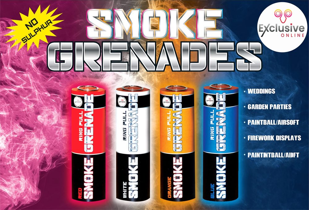 EXCLUSIVE ONLINE RING PULL SMOKE GRENADES Pack of 4 Colors (Blue, Orange, Red and White) - Image 8