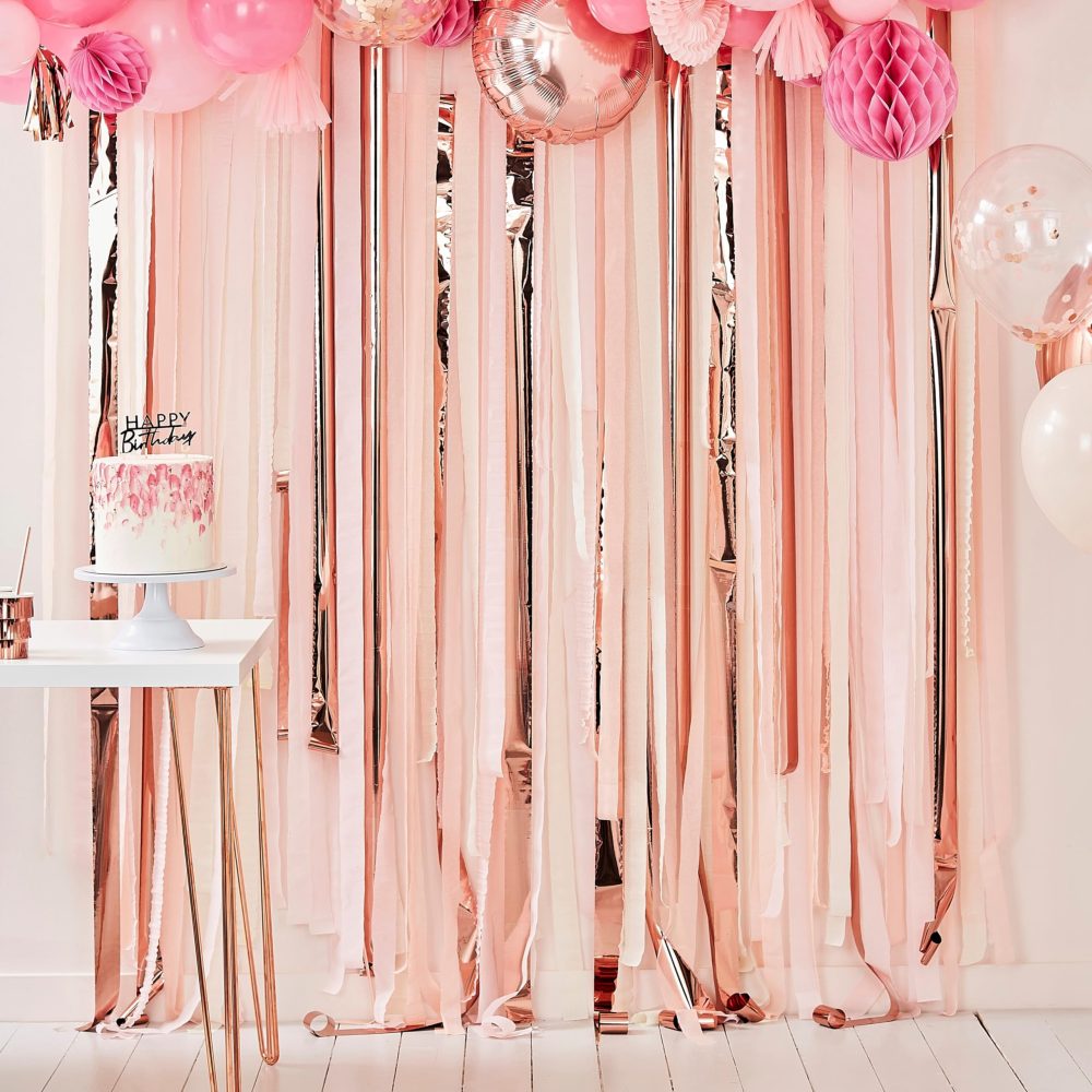 Ginger Ray Pink and Rose Gold Party Streamer Backdrop Mix - Image 2