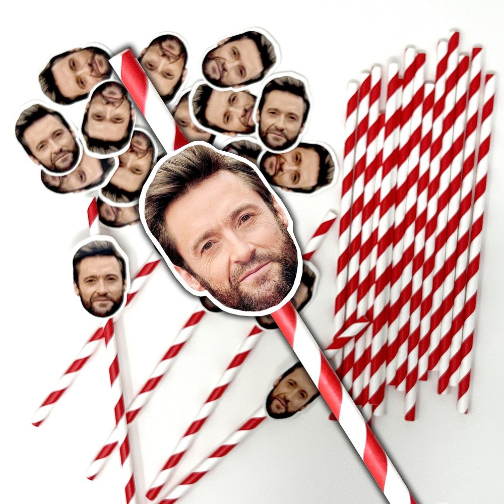 20 Personalised Face Straws - Custom Cut-Out Photos of face of Your Choice, Complete with Straws and fixings for You to Attach - Fun for Hen Party, stag do, Birthday etc (20 Straws) - Red