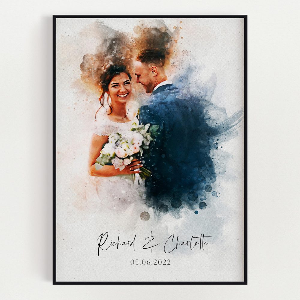 Personalised Wedding Portrait, Painting from Photo, Custom Watercolour Print, Couple Anniversary, Handmade Illustration, Gift for Her Him