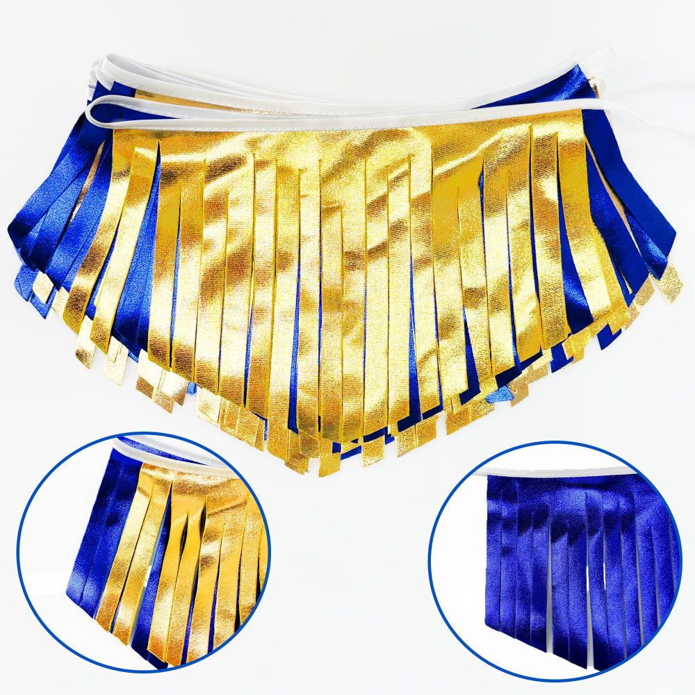 16.93Ft Royal Blue Gold Tassel Bunting Double Sided Metallic Fabric Pennant Banner for Birthday Wedding Graduation Retirement Bridal Shower Anniversary Bachelorette Nautical Ahoy Achor Party Decor - Image 6