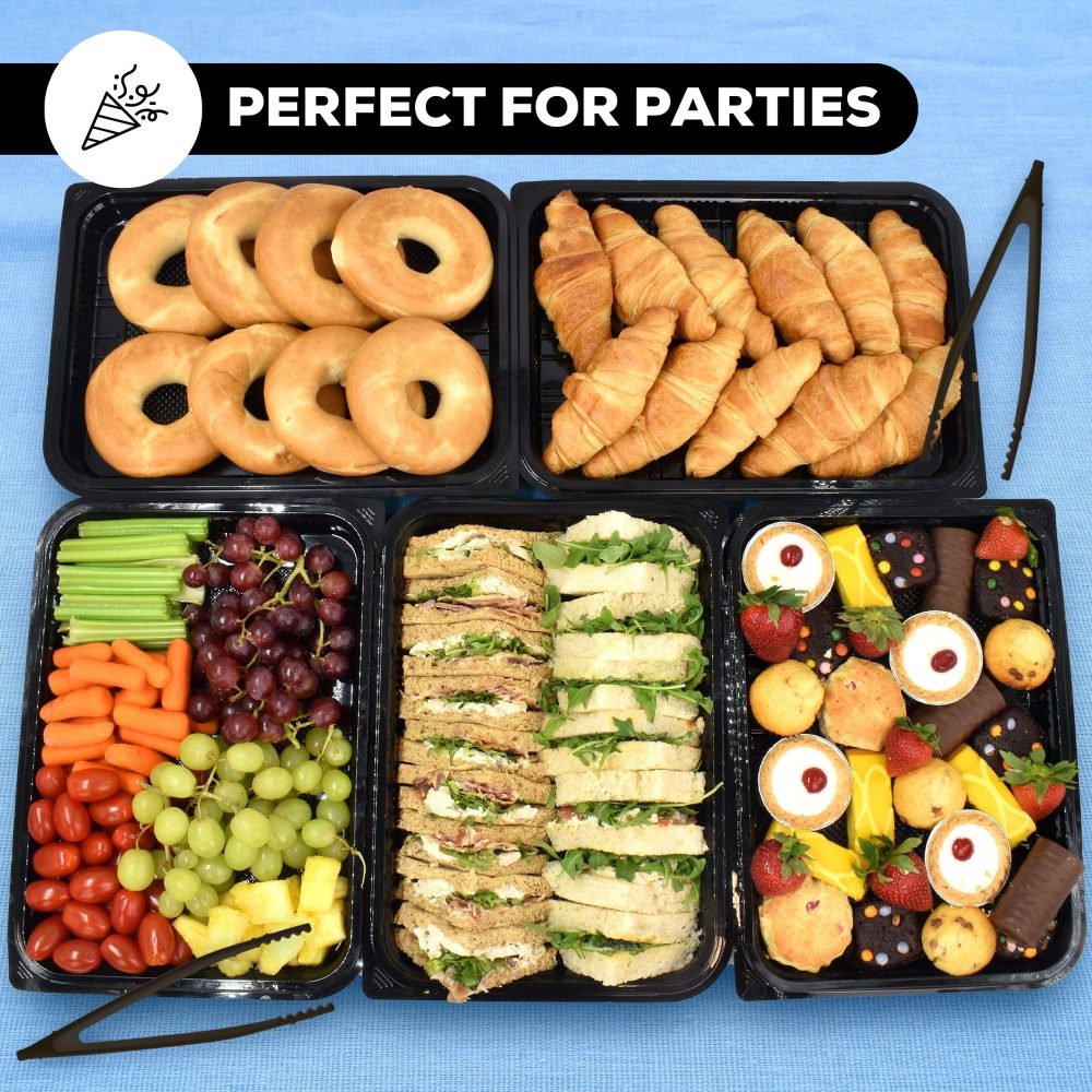 ebake Pack of 5 Sandwich Platter Trays with Lids - Reusable Plastic Buffet Trays for Catering, Sandwich Trays & Meal Prep Serving Trays for Parties, Events and Birthdays - 34 x 24 x 7.5cm - Image 5